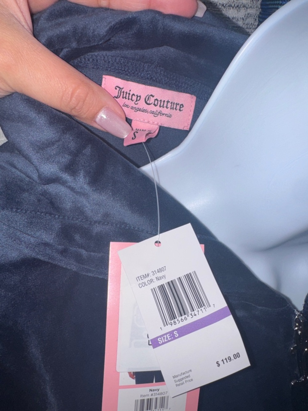 Juicy Couture- NWT Navy Velour Rhinestone Logo Zip Hoodie Size Small - Picture 4 of 16